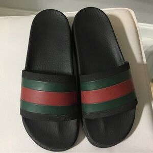 Gucci Black Slides with Red and Green AccentsGucci slides
